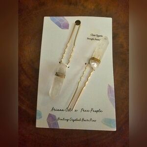Free People Crystal Hair Pins - GoldTone and Clear NWT